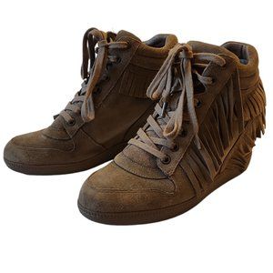 Ash Beatnik Suede Fringed High-Top Wedge Sneakers